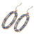 Round Genuine Blue Jasper Drop Goldtone Earrings, 51x22.5mm