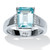 3.4 TCW Emerald Cut Genuine Blue Topaz Sterling Silver Ring