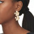 Round Crystal Goldtone Flower Drop Earrings, 50x30mm