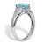 2.27 TWC Oval Cut Genuine Aquamarine and White Topaz Sterling Silver Engagement Ring