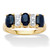 1.86 TCW Oval-Cut Genuine Blue Sapphire and Diamond Accent Ring in 18k Gold-plated Sterling Silver
