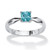 Princess-Cut Simulated Birthstone Solitaire Stack Ring in Sterling Silver