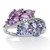 1.62 TCW Marquise-Cut Genuine Amethyst and Tanzanite Leaf Motif Ring in .925 Sterling Silver