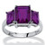 Emerald-Cut Simulated Simulated Birthstone 3-Stone Ring in Sterling Silver