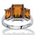 Emerald-Cut Simulated Simulated Birthstone 3-Stone Ring in Sterling Silver