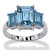 Emerald-Cut Simulated Simulated Birthstone 3-Stone Ring in Sterling Silver