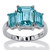 Emerald-Cut Simulated Simulated Birthstone 3-Stone Ring in Sterling Silver