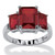 Emerald-Cut Simulated Simulated Birthstone 3-Stone Ring in Sterling Silver