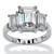 Emerald-Cut Simulated Simulated Birthstone 3-Stone Ring in Sterling Silver