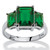 Emerald-Cut Simulated Simulated Birthstone 3-Stone Ring in Sterling Silver