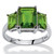 Emerald-Cut Simulated Simulated Birthstone 3-Stone Ring in Sterling Silver