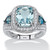 5.13 TCW Emerald-Cut Genuine Sky and London Blue Topaz CZ Accent Halo Ring in Platinum-plated Sterling Silver