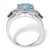 5.13 TCW Emerald-Cut Genuine Sky and London Blue Topaz CZ Accent Halo Ring in Platinum-plated Sterling Silver