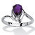 Pear-Cut Simulated Birthstone and Crystal Accent Ring in Silvertone