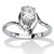 Pear-Cut Simulated Birthstone and Crystal Accent Ring in Silvertone