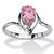 Pear-Cut Simulated Birthstone and Crystal Accent Ring in Silvertone