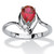 Pear-Cut Simulated Birthstone and Crystal Accent Ring in Silvertone