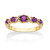 Round Simulated Birthstone Gold-Plated "X & O" Stackable Ring