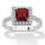 Princess-Cut Simulated Birthstone Halo Ring in .925 Sterling Silver