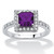 Princess-Cut Simulated Birthstone Halo Ring in .925 Sterling Silver