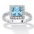 Princess-Cut Simulated Birthstone Halo Ring in .925 Sterling Silver