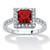 Princess-Cut Simulated Birthstone Halo Ring in .925 Sterling Silver