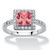 Princess-Cut Simulated Birthstone Halo Ring in .925 Sterling Silver