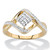 Diamond Accent Cluster Bypass Ring Gold-Plated