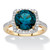 5.86 TCW Genuine London Blue Topaz Halo Cocktail Ring in 14k Gold-plated Sterling Silver