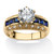 3.53 TCW Round Cubic Zirconia and Simulated Blue Sapphire Ring in 14k Gold-plated Sterling Silver