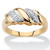 Diamond Accent Diagonal Banded S-Link Ring Gold-Plated