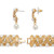 Simulated Pearl and Crystal 3-Piece "X" Necklace, Earrings and Bracelet Set in Yellow Goldtone 18"