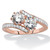 Round Cubic Zirconia 2-Stone Bypass Ring 2.20 TCW in Rose Gold-plated Sterling Silver