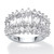 Emerald-Cut and Round Cubic Zirconia Triple-Row Engagement Anniversary Ring 4.38 TCW in Platinum-plated Sterling Silver
