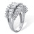 Emerald-Cut and Round Cubic Zirconia Triple-Row Engagement Anniversary Ring 4.38 TCW in Platinum-plated Sterling Silver