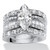 4.56 TCW Marquise-Cut Cubic Zirconia 3-Piece Bridal Ring Set in Platinum-plated Sterling Silver