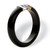 Genuine Black Jade and Round White Topaz Stackable Ring .56 TCW in Solid 10k Yellow Gold