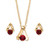 Round Simulated Birthstone Solitaire Necklace and Earring Set in Goldtone 18"