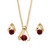 Round Simulated Birthstone Solitaire Necklace and Earring Set in Goldtone 18"