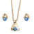 Round Simulated Birthstone Solitaire Necklace and Earring Set in Goldtone 18"