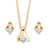 Round Simulated Birthstone Solitaire Necklace and Earring Set in Goldtone 18"