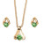 Round Simulated Birthstone Solitaire Necklace and Earring Set in Goldtone 18"