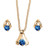 Round Simulated Birthstone Solitaire Necklace and Earring Set in Goldtone 18"