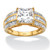 2.94 TCW Princess-Cut and Baguette Cubic Zirconia Multi-Row Engagement Ring in 10k Yellow Gold