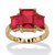 Emerald-Cut Simulated Birthstone 3-Stone Ring 18k Gold-Plated