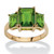 Emerald-Cut Simulated Birthstone 3-Stone Ring 18k Gold-Plated