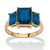 Emerald-Cut Simulated Birthstone 3-Stone Ring 18k Gold-Plated