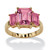 Emerald-Cut Simulated Birthstone 3-Stone Ring 18k Gold-Plated