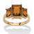 Emerald-Cut Simulated Birthstone 3-Stone Ring 18k Gold-Plated