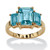 Emerald-Cut Simulated Birthstone 3-Stone Ring 18k Gold-Plated